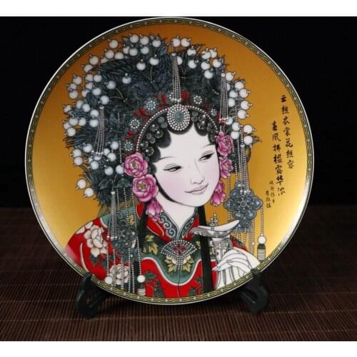 Exquisite Chinese Characteristics Decorative Famille Rose Porcelain Plate-Peking Opera Beauty