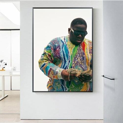 Biggie Smalls Canvas Painting Hip Hop Gangsta Rap Music Poster and Print Wall Art Picture for Living Room Home Decoration Cuadro