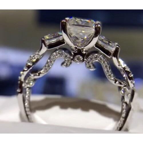 Vintage Princess cut Lab Diamond Ring 925 sterling silver Engagement Wedding band Rings for Women Bridal Fine Party Jewelry