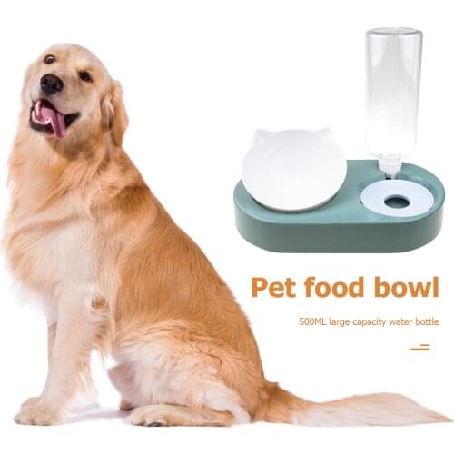 2 in 1 Pet Cat Feeder Bowl Automatic Drinking Storage Water Dog Bowl Dispenser Water Puppy Kitten Food Bowl With Waterer