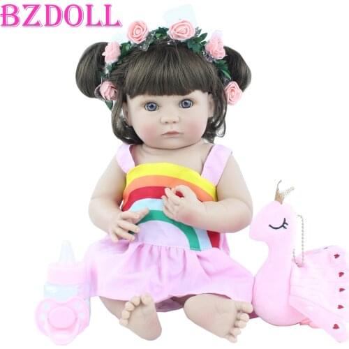 40 CM Full Soft Silicone Reborn Doll For Girl Lifelike Vinyl Mini Babies Boneca Kids Bathe Toy Child Birthday Xmas Gift