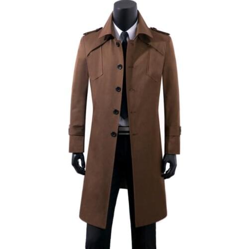 Mens trench coats brown belt spring autumn man single-breasted long coat men clothes casual slim fit overcoat long sleeve 9XL