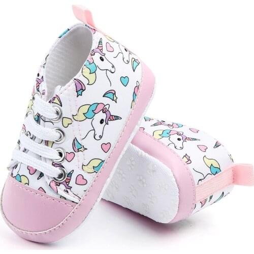 Unicorn graffiti newborn baby girl boys shoes soft shoes dinosaur printing infant toddler hard bottom crib shoes first walking s