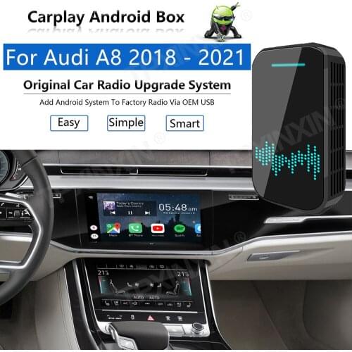 Upgrade Radio Carplay Android Auto Audio For Audi A8 2018-2021 Apple Wireless AI Box Car Multimedia Player GPS Navi unit