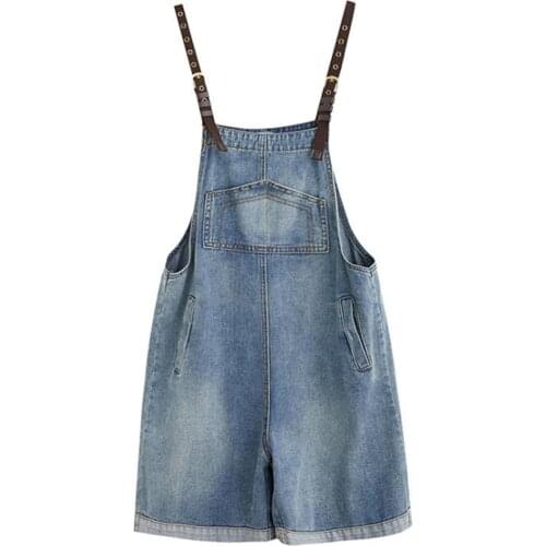 Straps Denim Overalls Womens Jean Jumpsuits Short Pants Washed Jeans Denim Casual Rompers Shorts