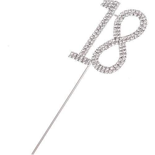 18th Birthday Flash Cake Topper Eighteen 18 Years Old Princess Happy Birthday Party Decoration Silver Flase Diamond Cake Deco