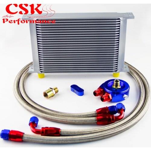 AN8 25 Row 248mm Universal Engine Transmission Oil Cooler Kit Fit For Honda, Nissan ,Mazda Black/Blue