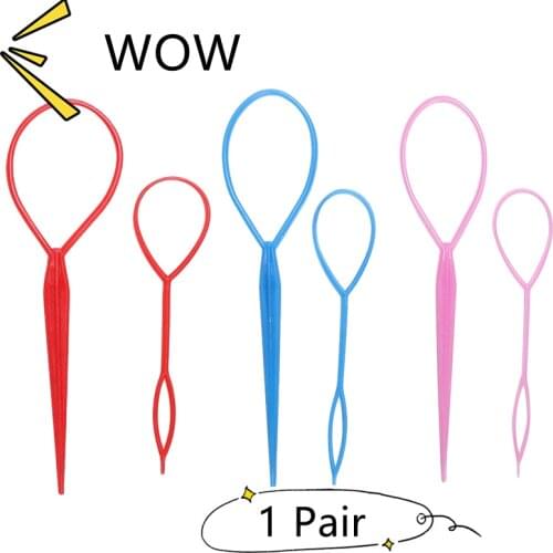 1 Pair Black Tail Hair Braid Ponytail Maker Plastic Loop Maker Hair Styling Tool Hair Accessory Styling Tool Fashion Accessories