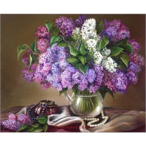 Embroidery Counted Cross Stitch Kits Needlework - Crafts 14 ct DMC color DIY Arts Handmade Decor - Still Life with Lilacs