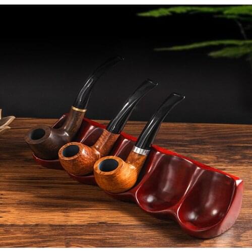 Upscale Redwood 5-position Spoon-shaped integrated Pipe rack Natural Solid Pipe Stands Handmade Smoking Accessories
