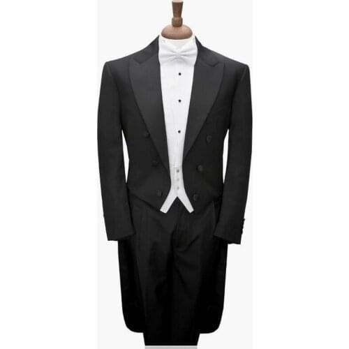 Hot Sale Custom Made To Measure BLACK TAILCOAT WITH WHITE VEST,,BESPOKE long tail BLACK tuxedo tailcoat,TAILORED MEN SUITS