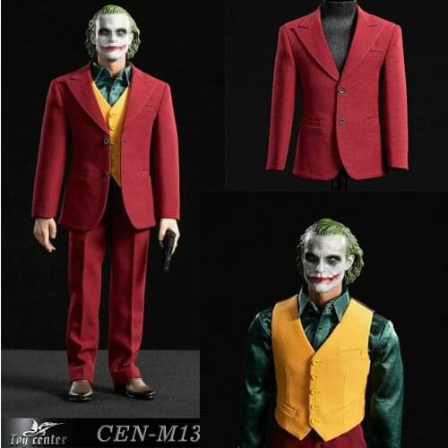 1/6 Action Figure Toys Joker Suit Set Comedian Joker Clown Joaquin Toy Center CEN-M13 Exclusive Red Suit Clothes Accessory