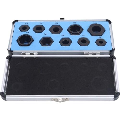 10pcs / Set Damaged Bolts Nuts Screws Remover Extractor Removal Tools Set Threading Kit Black Nuts 6 Styles Repair Accessories