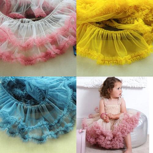 15cm Handmade Pleated Embroidered Lace Ruffle Mesh Trim Fluffy Wedding Dress Cake Skirt Decoration Fringe Ribbon Sewing Supply