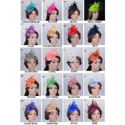 20 colors. sinamay feather womens hat bridal fascinator hair accessory for Kentucky derby and wedding Races.FREE SHIPPING EMS