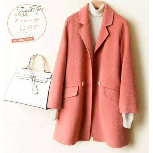 2020 100% Coat Women Long Double-faced Wool Jacket Korean Fashion Overcoat Ladies Coats Abrigos Mujer Elegante 722 KJ4045