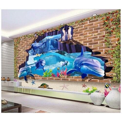 3d photo wallpaper custom 3d murals wallpaper Mediterranean Sea wall paper 3 d underwater world TV setting wall brick wall decor