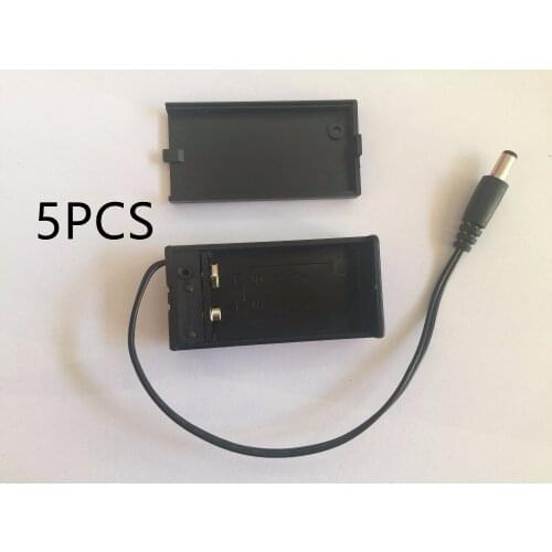5PCS 1 Pack 6F22 Battery Case 9V Battery Holder with shell with switch with DC 2.1*5.5mm