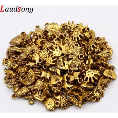 50pc Antique Gold Mixed CCB Acrylic Pendants Charms For Jewelry Making Finding Bracelet Necklace Pendant DIY Accessories 12x19mm