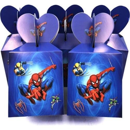 6pcs/lot Spiderman Birthday Party Decorations Candy Gift Cupcake Box Kids Superhero Party Supplies SpiderMan Baby Shower Favors