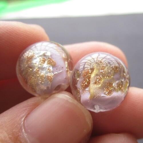 10Pcs 12mm Handmade Lampwork Glass Beads Foiled Round Solid Purple Color Fashion Charms for jewelry Bracelet Necklace making