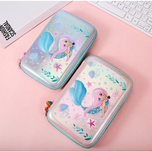 Pencil Case for Girls, Mermaid Hard Shell Pencil Pouches Anti-Shock Pen Holder High Capacity Pencil Bag Zipper Cute Stationery