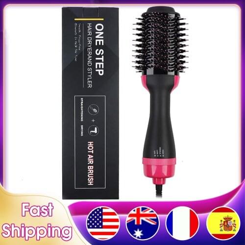 1000W Hair Dryer Hot Air Brush Styler and Volumizer Hair Straightener Curler Comb Roller One Step Electric Ion Blow Dryer Brush