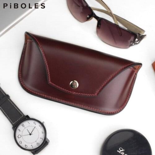 Handmade Genuine Leather Sunglasses Box Retro Eyeglasses Bag Portable Soft Cowhide Eye Glasses Pouch For Women, For Men