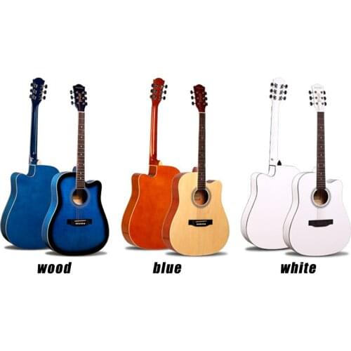 41 inch Folk Pop Guitar Basswood Blue White Wood Six Strings Guitarra Unisex Beginner Home-schooling Acoustic Instrument AGT20