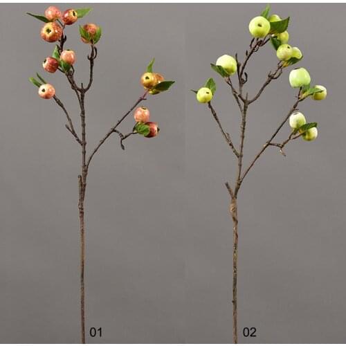 60cm 11 Heads Artificial Mini Apples Tree Flower Branch Real Touch Fake Flowers Simulated Plant Home Garden Wedding Decoration