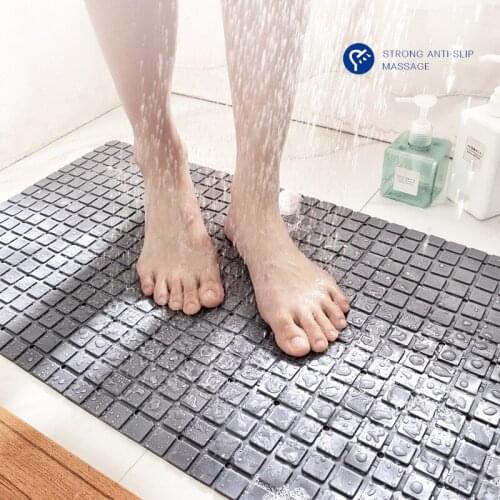 Plaid PVC Bath Mat with Suction Cup Shower Room Non-slip Drain Hole Bathroom Mat Bathtub Anti-slip Mat 40x70cm