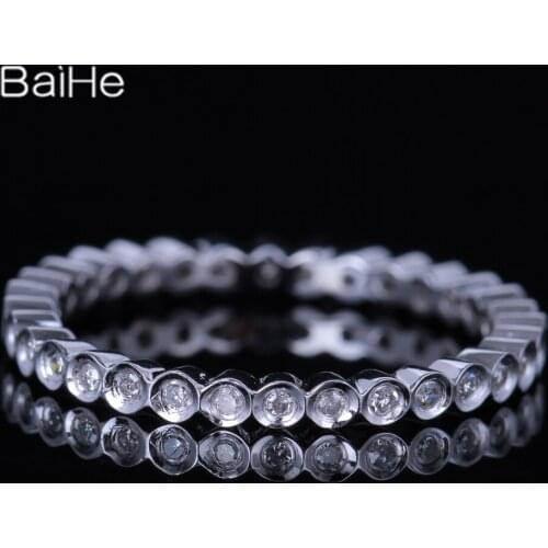 BAIHE Sterling Silver 925 0.2CT H/SI Round Natural Diamonds Wedding Gift Engagement Ring Women Trendy Fine Jewelry Diamond Ring