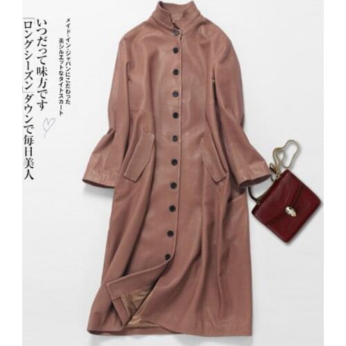 Leather Jacket Women Genuine Sheepskin Leather Coat Long Blazer Leather Jackets Women Spring Autumn Windbreaker