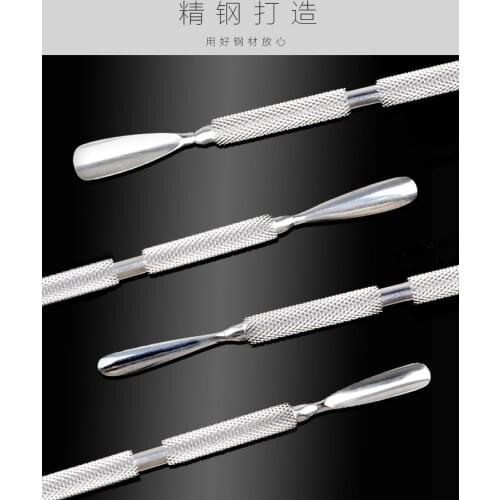 Stainless Cuticle Pusher Nail Art Stirring Polish Powder Blend Spatulas Tone Rods Manicure Remover Makeup Tools