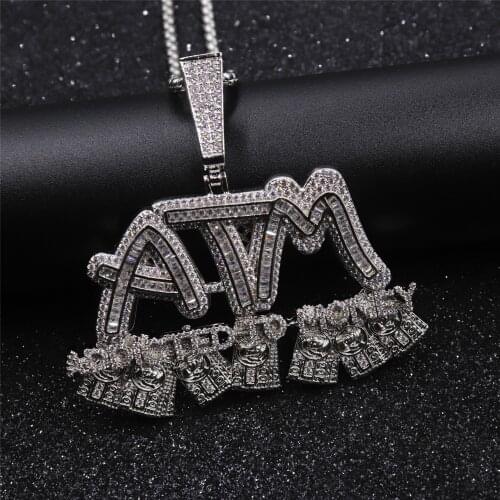 Letters necklace charm jewelry Iced out mens ATM letter atticted to money pendndants necklaces