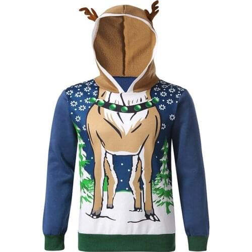 Fashion mens hoodies Autumn winter couple antlers decorated hooded pullover male Christmas reindeer 3D print hooded Sweatshirts