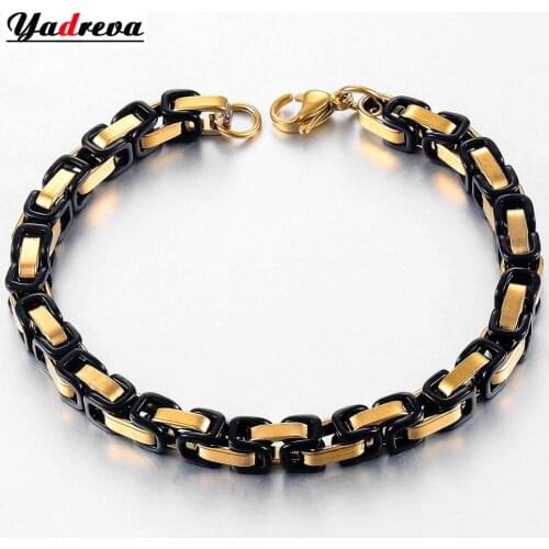 Mens Stainless Steel Byzantine Bracelet Fashion Jewelry Width 6mm Length 23cm