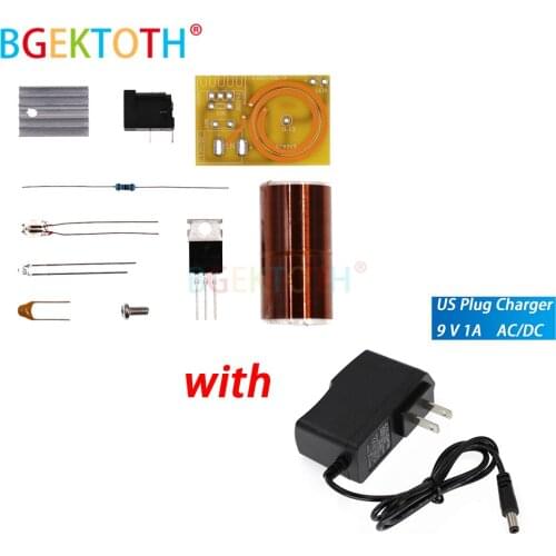 Mini Music Tesla Coil Plasma Speaker Tesla Wireless Transmission DIY Coil Kit with 9V 1A US EU Adapter