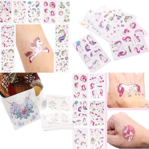 1pcs Cartoon Unicorn Flamingo Tattoo Sticker Waterproof Temporary Sticker Body Art Birthday Bachelorette Wedding Party Supply