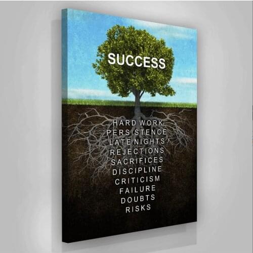 Wall Art HD Printed Pictures Canvas Inspirational Success Tree Posters Home Decor Modular Painting Frame For Office Living Room