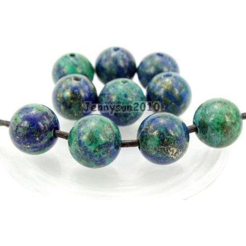 Natural 12mm Lapis Chrysocolla Gems Stone (2mm) Big Hole Round Beads for Jewelry Making Crafts 100Pcs/Pack