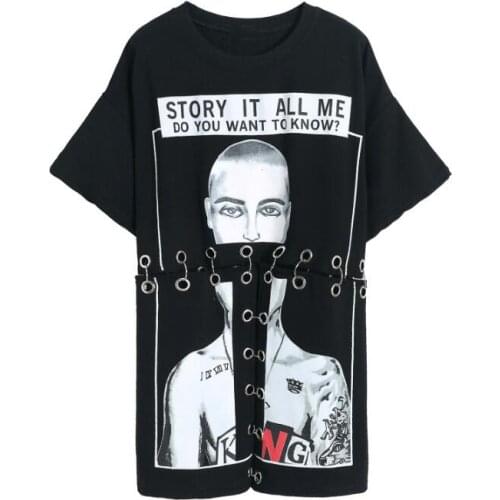 2020 New Womens clothing Fashion personalities Womens loose T-shirt summer Korean version nightclub DJ costume