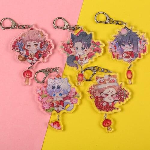 New year Jujutsu Kaisen Gojo Satoru Anime Keychains Yuji Itadori Megumi Fushiguro Nobara Kugisaki Acrylic Double Sided Key Ring