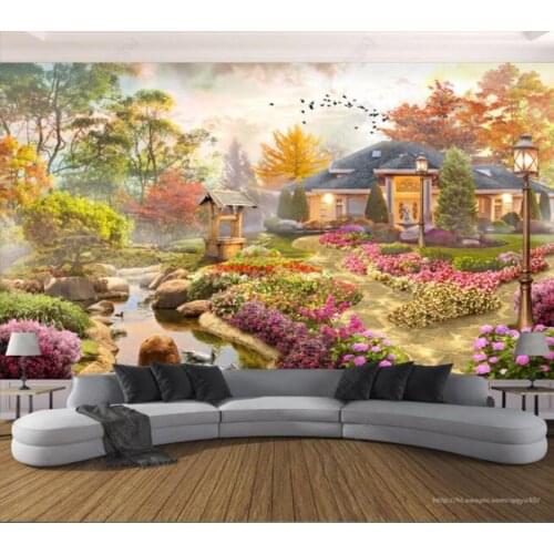 Papel de parede Garden villa landscape background wall 3d wallpaper,bedroom KTV bar mural wall decor