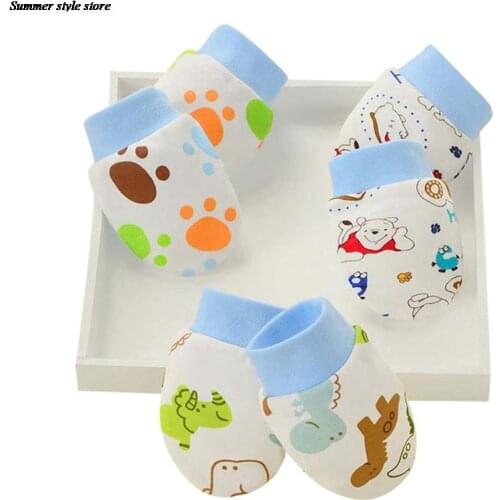 Pure Cotton Baby Glove Newborn Baby Mitts Cartoon Face Anti Grasping Breathable And Warm Infant Gloves