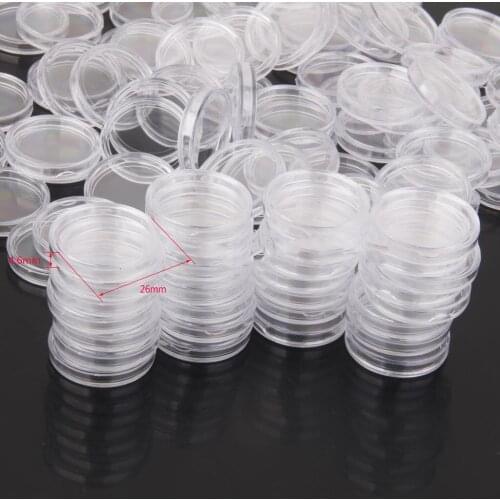 Clear Plastic 26mm Coin Capsules Protection Storage Case Containers Kids Art Supplies Pack of 100PCS
