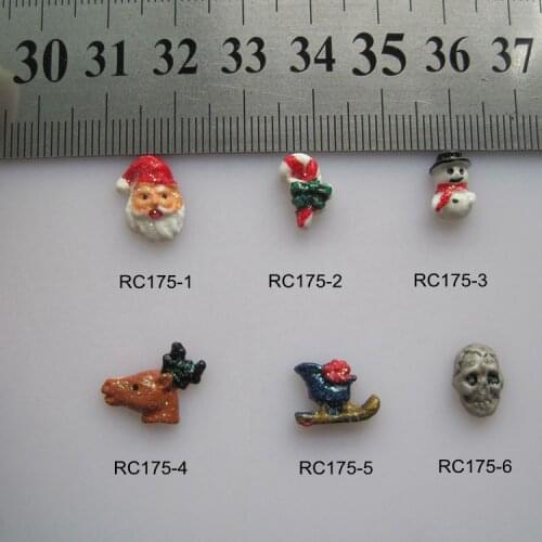 RC175 30pcs/bag Glitter Christmas Santa Deer Candy Snowman Halloween Skull Resin Cartoon Deco Nail Art Decoration Nail DIY Deco