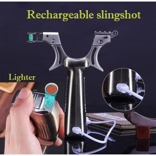 Cigarette Lighter Slingshot Rubber Band Infrared Laser Multi-directional Adjustment Flat Leather Fast-press Outdoor Hunting Bow