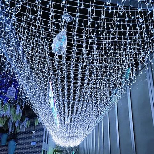 3M-4M Christmas LED Curtain String Lights Garden Street Outdoor Decorative Droop 0.7-3M AC 220V Navidad Wedding Holiday Light