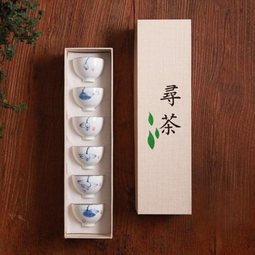 Hand-painted ceramic sample tea cup set pu-erh tea cup of small, individual cup masters cup jingdezhen kung fu tea set